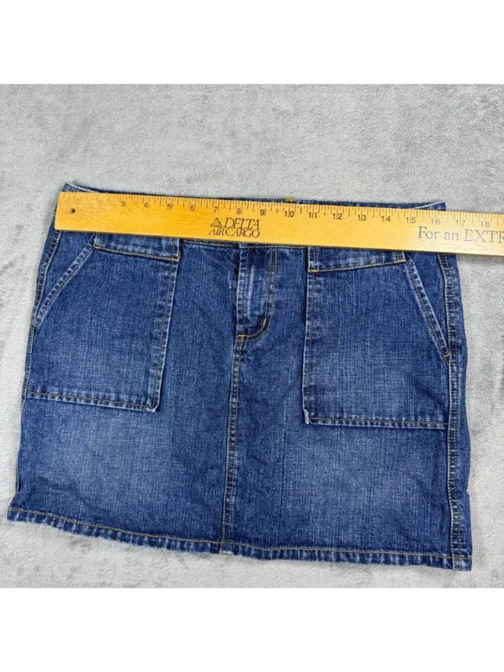 Y2K 2000s Route 66 Denim Skirt Womens 10 Low Rise Mini Grunge Festival Summer